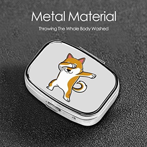 Shiba Inu Square Mini Plup Box Medicine Metal Organizator Prijateljski prijenosna tableta futrola