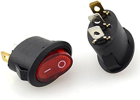 Gooffy Rocker Switch Black Oval okrugli 3PIN KCD1 LED svjetlost Električni kontaktni prekidač prekidača prekidača s crvenim