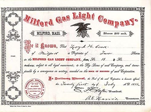 Milford Gas Light Co. - Potvrda o skladištu