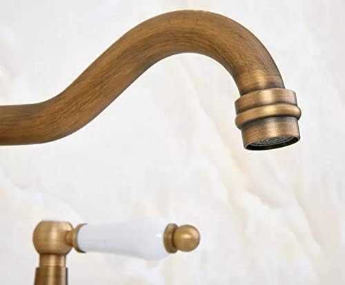Antikni mesingani bijeli dvostruki keramički ručice obrađuju široko rasprostranjene 3 rupe ugradite kupaonicu sudoper bazen