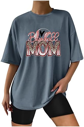 Ženske košulje za bejzbol Mame Ljetne smiješne tiskane grafičke predimenzionirane vrhove tunike Čvrsta boja labava udobna