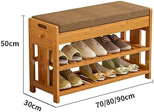 Llibnn dvoslojni nosač klupe za cipele od bambusa s jastukom za jastuk organizator za pohranu cipela s ladicom za hodnik