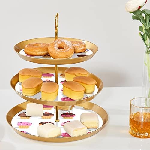 Lyetny 3 slojeva za deserte Torta Stol Gold Cupcake Pastry Stand za čajnu zabavu, vjenčanje i rođendan, slatke kolače