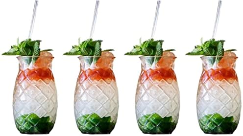 Čaše za piće od 17 oz., čaše za koktel od ananasa, 4 komada, prozirne, nove čaše za piće u tropskom stilu, havajski bar,