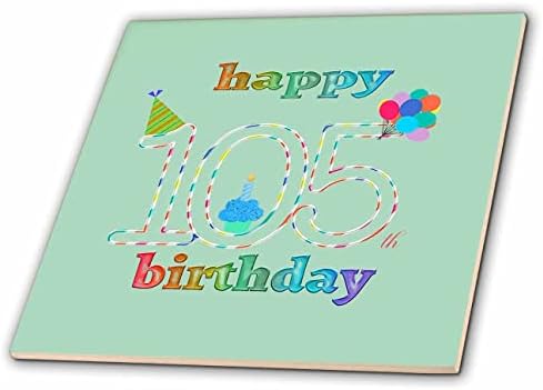 3-inčni sretan 105. rođendan, cupcake sa svijećama, baloni, šešir, šarene pločice