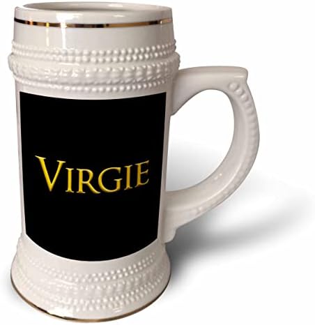 3Drose Virgie Popularno djevojačko ime u SAD -u. Žuta na crnoj boji. - 22oz Stein šalica