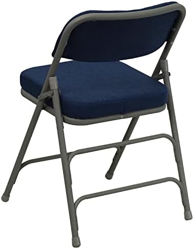 2 pakiranja premium zakrivljena Metalna sklopiva stolica s trostrukim nosačima s dvostrukim šarkama od tamnoplave tkanine