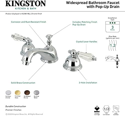 Kingston Brass KS3961wll Wilshire Raširena slavina za kupaonicu, 6-1/2 u dosegu izljeva, polirani kroma