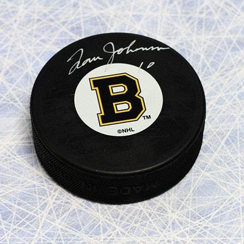 Originalni hokejaški pak s logotipom Boston Bruins s autogramom Toma Johnsona-NHL Pakovi s autogramima