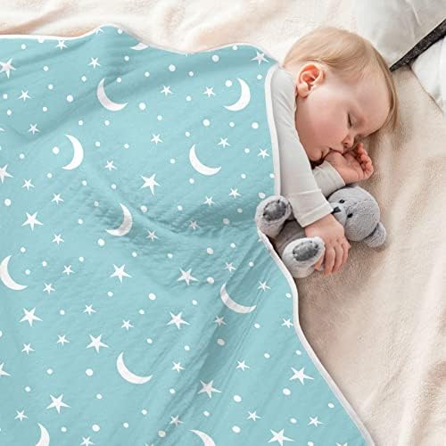 Swaddle Deck Moon Star Pamuk pokrivač za novorođenčad, primanje pokrivača, lagana mekana pokrivača za krevetić, kolica, vrtićke,