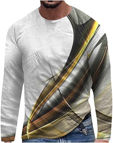 Majice za muškarce, gornji dio dugih rukava, majica s printom od 3 inča, široki pulover s okruglim vratom, donje rublje,