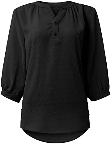 Lazzboy Ladies vrhovi modni dizajn v vrat 3/4 bluze s rukavima Elegantna gornja ljetna majica obične ženske modne majice
