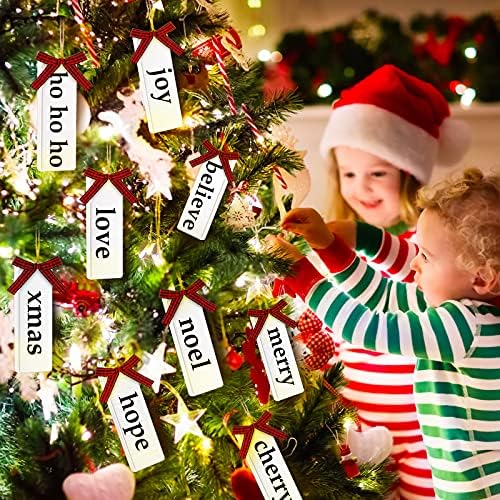 14 Pakiranje božićnih želja ukras božićno drvce drva viseći ukrasi ukrasi seoska kuća božićna riječ ukrasi s bivolom karirani