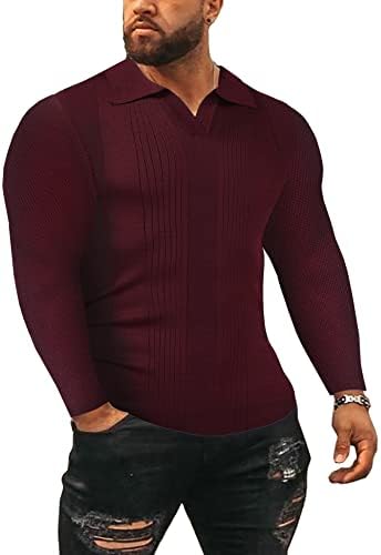 Chomoleza muške vitke fit pletena polo majica kratka/dugi rukavi casual osnovna majica za golf majica mišića majica