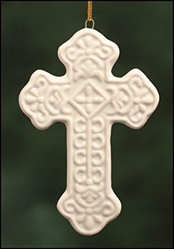 Vjerski darovi Bijeli porculanski križni ukras s nizom od zlata, 4 inča, pakiranje od 3