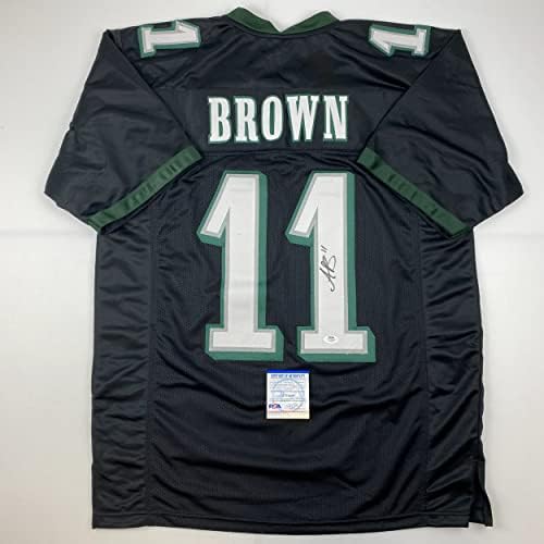 Autografirani/potpisani AJ A.J. Brown Philadelphia crni nogometni dres PSA/DNA CoA