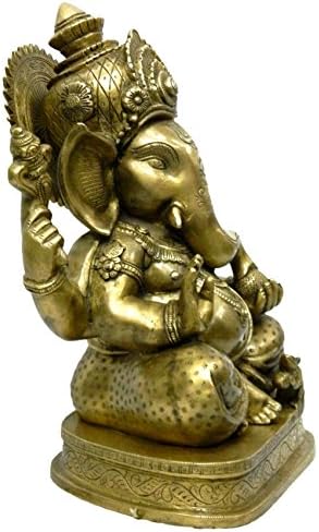 Bharat haat čisti mesing metal ganesh sjedeći kip u finoj završnici i dekorativnoj umjetnosti bh03960