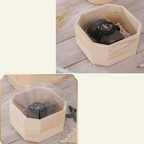 Dugački tao 2 pcs 5.7''x5.7''x3.1 '' Octagon Wood Box Box Boxy kutije blaga kutije drvena kutija za odlaganje prirodne diy
