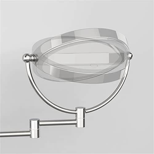 10-struko osvijetljeno LED ogledalo za šminkanje, dvostrano zidno uvlačivo ogledalo s rotacijom od 360 mm, mat zlato, žičano
