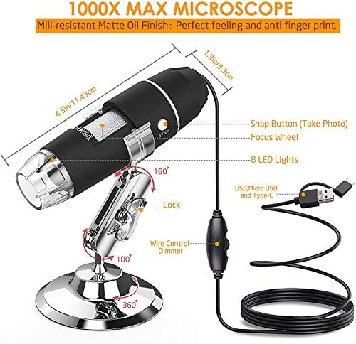 3 u 1 podesivi USB digitalni mikroskop, 3 u 1 ručnoj 50x-500x povećanju endoskopa, 8 LED svjetla i stajališta mikroskopa