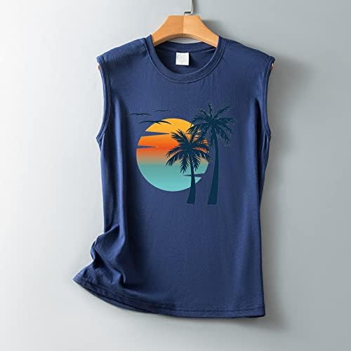 Palm Tree majica Tropska plaža tenkovske vrhove za žene 2023 Ljetni ležerni prsluk labavi fit Uskladni mekani spremnici bluze