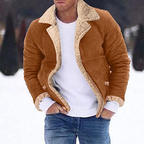 ZDDO muški vintage kaput plus veličina, zima jednostruka otvorena prednja prednja šerpa, jakne obložene jakne toplo zadebljane