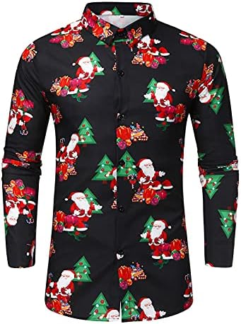 Modna bluza s printom košulje s rukavima ležerni Božićni zimski top za muškarce jesenske duge muške košulje tajice za muškarce