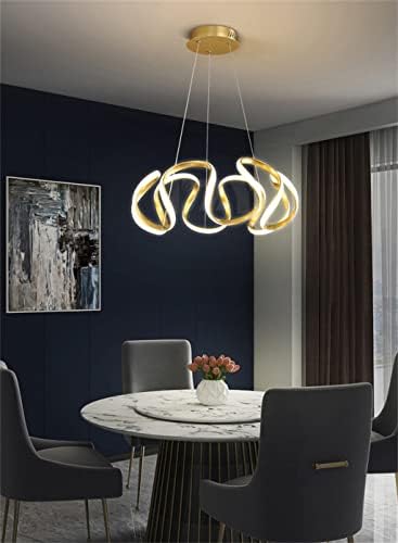 Ylyajy cvjetna linija privjeska svjetiljke za lampicu za blagovaonicu Spavaća soba Crna/zlatna LED lustera svjetiljka