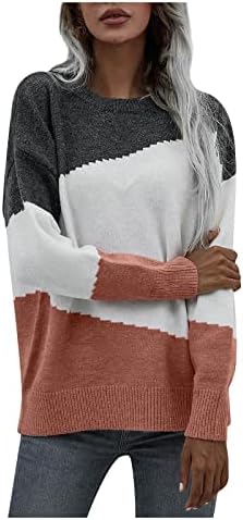 Ženski dugi džemperi padaju/zimska pletena moda labavi džemper pulovera s pukotinama s okruglim vratom