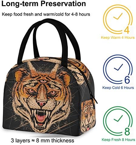Izolirana torba za ručak za žene-tigrova glava za Noć vještica žestoke velike Nepropusne torbe za ručak s naramenicama za