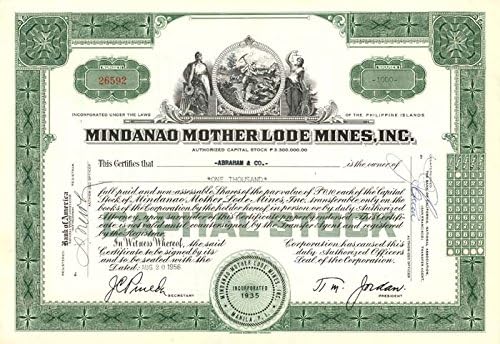Mindanao Mother Lode Mines, Inc. - Potvrda o razmjeni