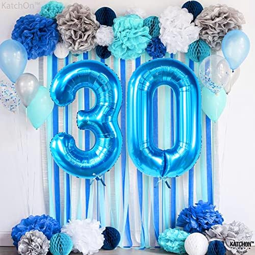 Divovski, Nebeskoplavi 30 balona s brojevima - 40 inča | Kraljevsko plavi 30 balona za rođendan, ukrasi za 30. rođendan za