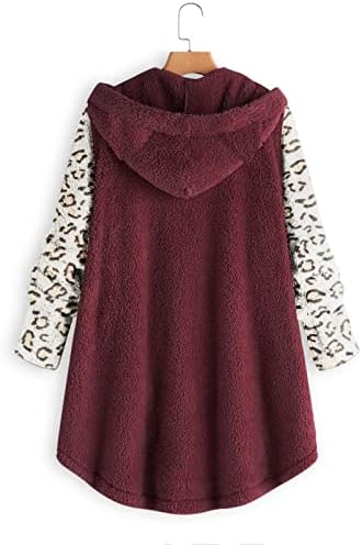 Žene kaputa mačja kapuljača leopard zavijanje gumba za šivanje jeseni i zimski plišani kaput dugi rukavi ženska zimska odjeća