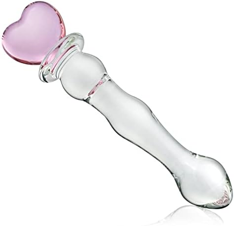 Stakleni analni čep, kristalni utikač za užitak štapića Analne kuglice dildo penis masturbacija s ružičastim srcem