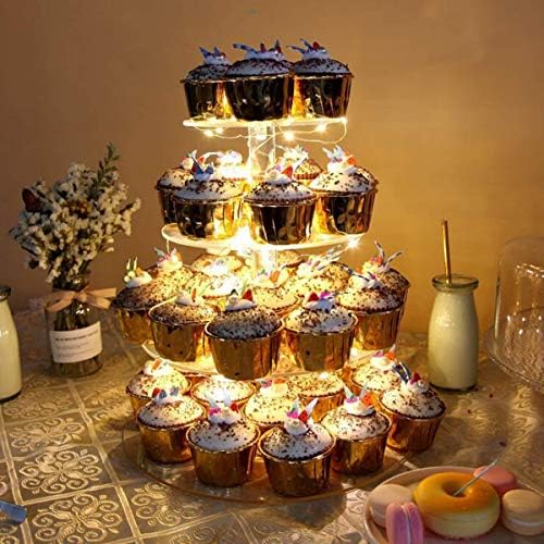 4-slojni stalak za torte ladica za svadbene zabave držač zaslona za kolače LED vijenci svjetlosni ukrasi