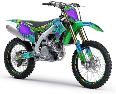 -2018 KX 450 F Zany Green Senge Graphics Kompletni komplet s Rider I.D. Kompatibilan s Kawasakijem
