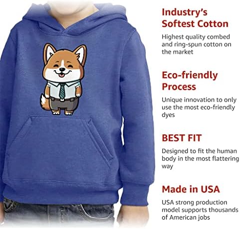Corgi print mališana pulover hoodie - uredska grafička spužva na runu - grafička kapuljača za djecu