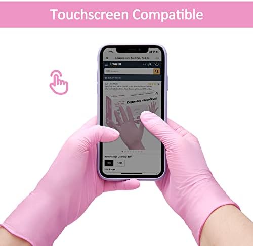 Ružičaste nitrilne rukavice od 3 mm, ružičaste industrijske rukavice za jednokratnu upotrebu bez lateksa, ružičaste rukavice