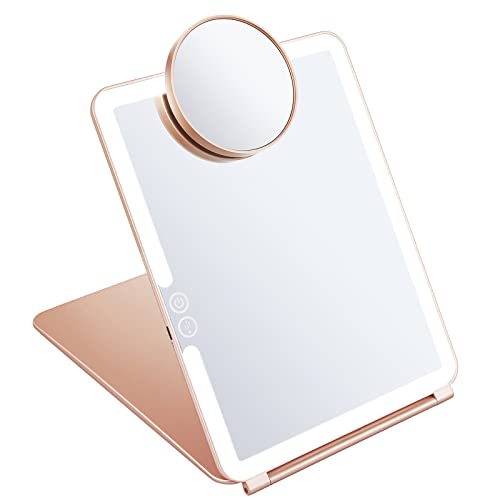 PUNJIVO ogledalo za šminkanje s pozadinskim osvjetljenjem s poklopcem, putno ogledalo s LED osvjetljenjem, kompaktno ogledalo