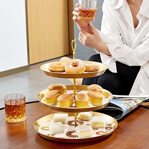 Opseg isporuke troslojni zlatni pladanj za posluživanje desertni stol višeslojni pladanj za posluživanje slastičarska vitrina