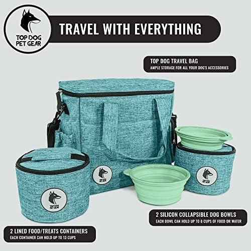 Tirkizna putna torba za pse-uključuje putnu torbu, zdjele za pse, prostor za pohranu hrane-torbe za pse odobrene od zrakoplovne