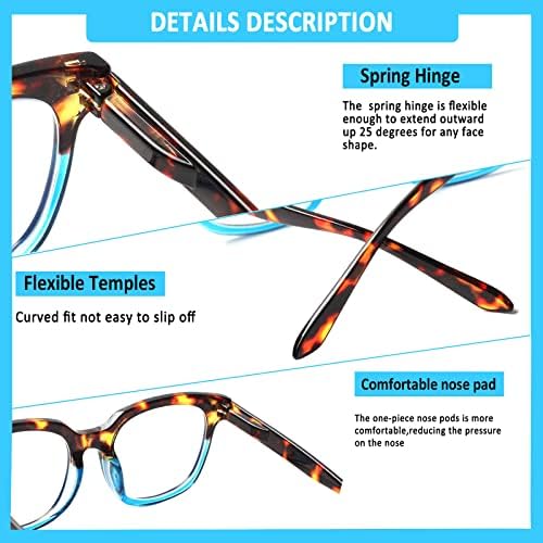 2 kom Naočale za čitanje koje blokiraju plavo svjetlo za žene modne naočale za čitanje s opružnom petljom protiv UV zraka