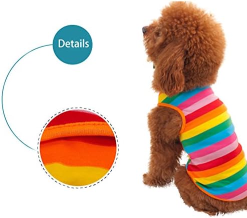 Uetek Rainbow Stripes za kućne ljubimce Ljetna košulja, modni prsluk za mačiće, prozračni pamučni majica bez rukava za majice