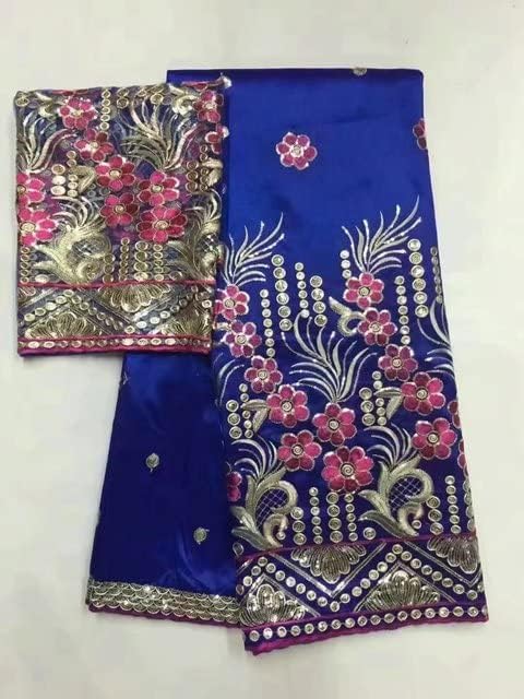 Tkanina 5 + 2 jarde / kom Indijski omoti od sirove svile _ nigerijske čipkaste tkanine u kompletu s bluzom za vjenčanje -