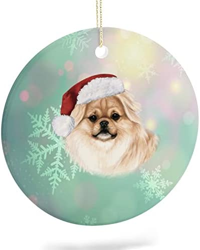 2021. Božićni ukras Keramički dvostrani tiskani okrugli ukrasi za Božić Smiješne ideje za kućne ljubimce Poklon božićno drvce