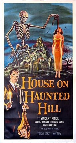 Kuća na Haunted Hill Vincent Price Horror 1958 Original Three List 41x81 filmski plakat