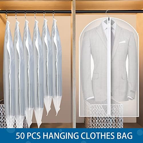 50 kom viseća torba za odjeću viseća torba za odjeću prozirna torba za odijelo s punim patentnim zatvaračem lagana navlaka