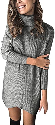Ženska džemper haljina s dugim rukavima pletenica pulover pulover vrat pletenica haljina za džemper za 2022