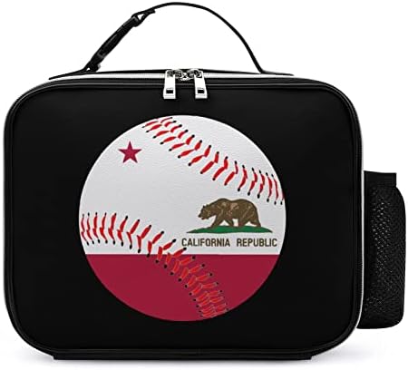 Torba za Bejzbol sa kalifornijskom zastavom za višekratnu upotrebu za ručak, izolirana kutija za hranu, torba za zamrzavanje
