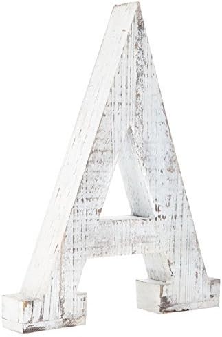 Otrcani zidni dekor s bijelom abecedom / samostojeći monogram slovo A